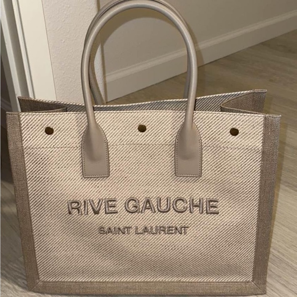 Yves Saint Laurent Small Rive Gauche Canvas Tote Bag